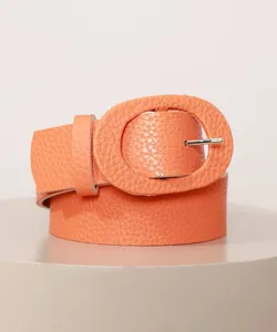 Cinto Feminino Médio Texturizado com Fivela Oval Laranja 100CM