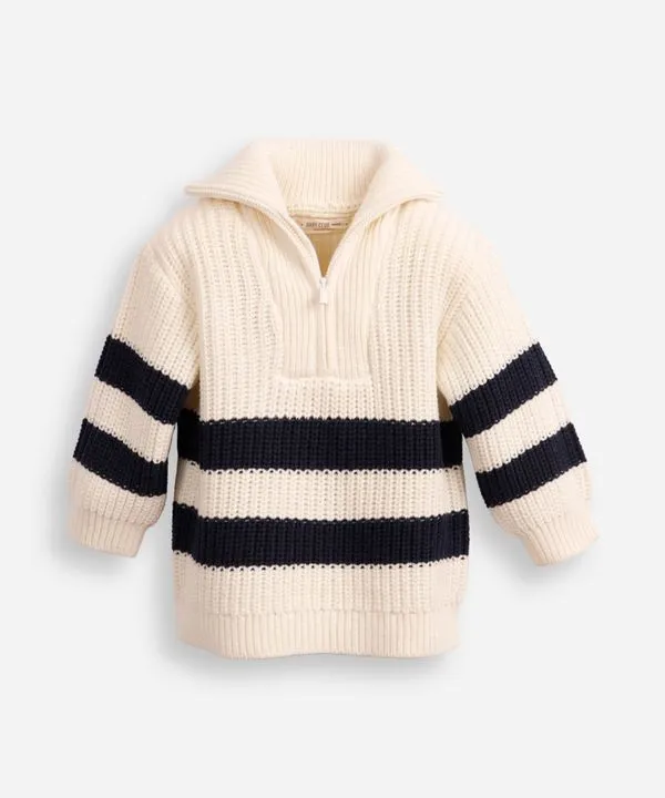 suéter de tricot infantil gola alta listrado branco 4