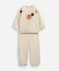 conjunto infantil longo de fleece ursinho bege 6-9