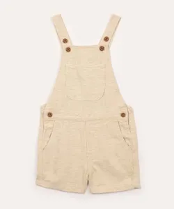jardineira de algodão infantil com bolsos areia 5
