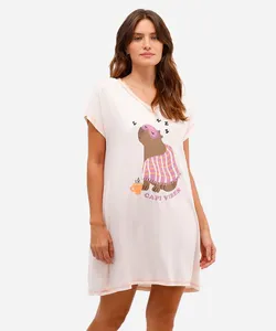 camisola feminina de viscose manga curta capi vibes rosa PP