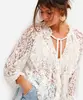 bata feminina de renda com babados floral off white M
