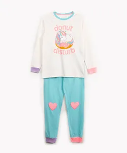 pijama de algodão infantil unicórnio manga longa off white 4