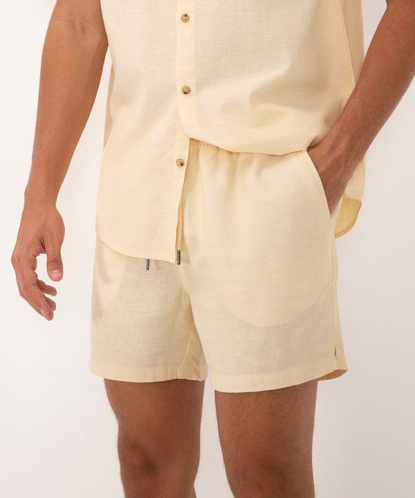 bermuda cós elástico com bolsos amarelo M