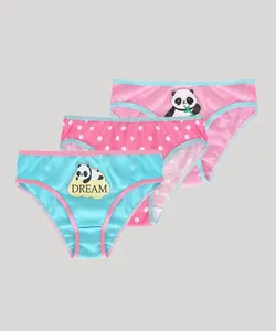 Kit de 3 Calcinhas Infantis Panda Multicor 4
