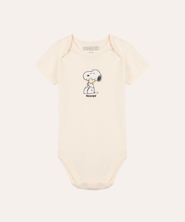 body de algodão infantil snoopy off white 3-6