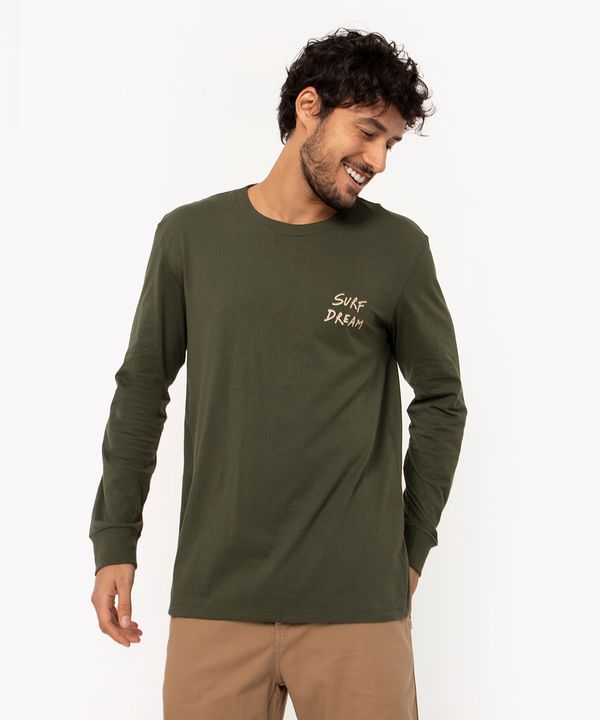 camiseta de algodão manga longa surf dream verde escuro PP