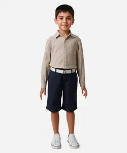 bermuda de sarja infantil com cinto azul 12