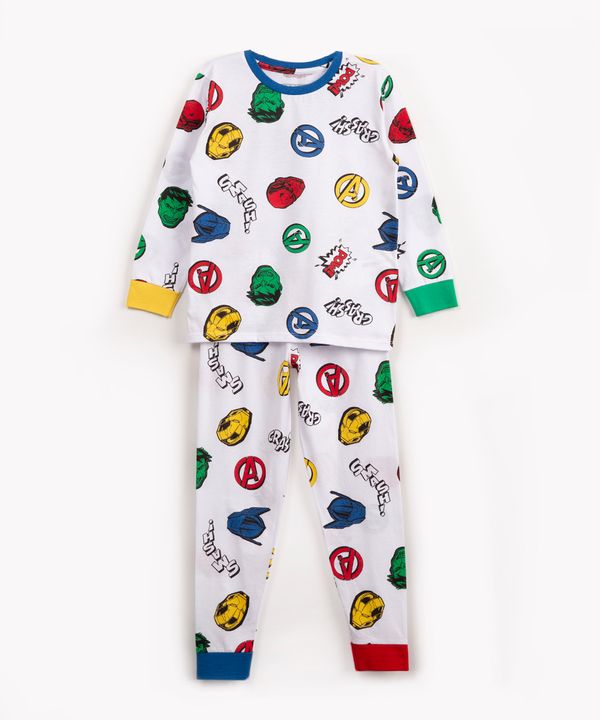 pijama infantil de algodão vingadores manga longa branco 4