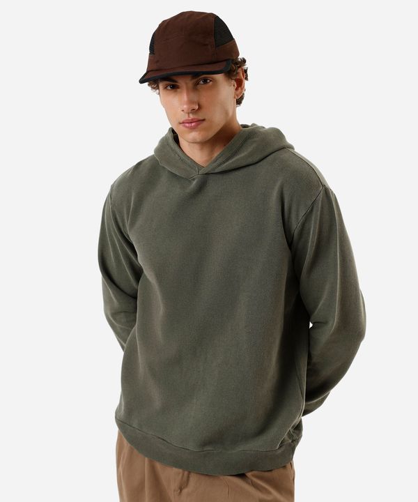 blusão masculino de moletom sem felpa com capuz estonado verde M