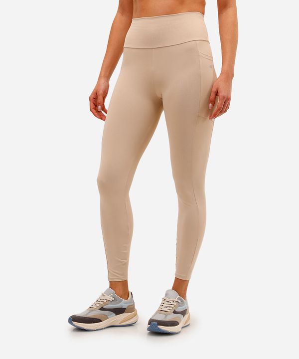 calça legging cintura alta com bolso esportiva bege M
