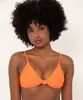 biquíni top triângulo nó canelado com bojo proteção uv50 laranja P