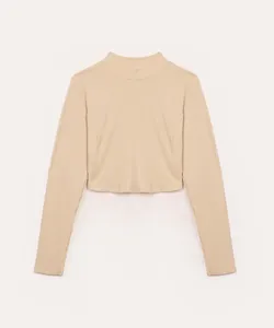 cropped de viscose juvenil canelado com recorte manga longa bege 16