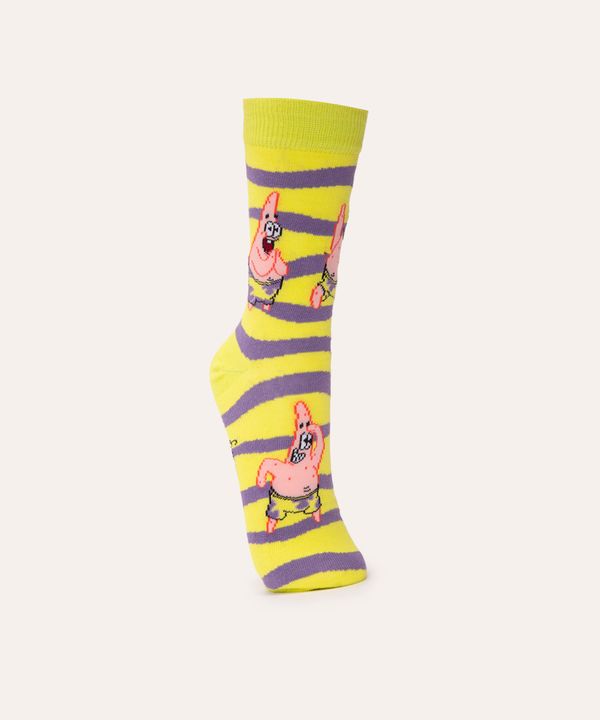 meia cano longo bob esponja verde fluor 41-43