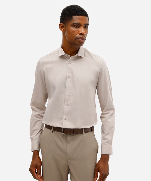 camisa slim fit masculina de algodão bege P