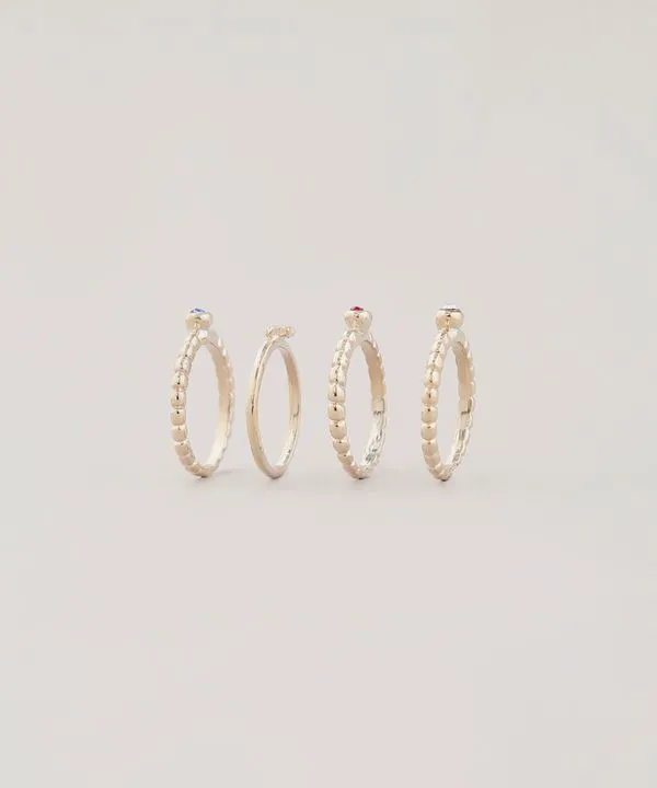 Kit de 4 Anéis Femininos Folheados Dourado P
