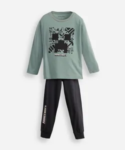 pijama longo infantil minecraft verde 10
