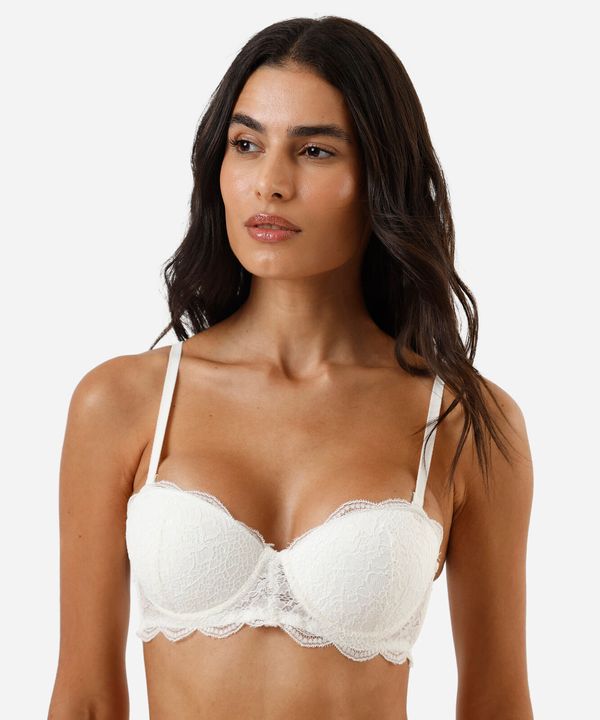 sutiã meia taça com alça removíveis e renda off white 46