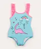 maiô infantil dinossauro com babado proteção uv50+ azul 3