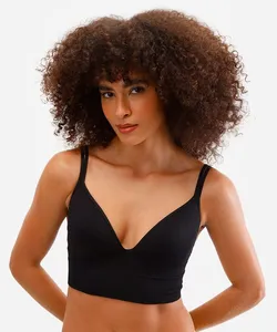 sutiã triângulo feminino com bojo sem costura preto GG