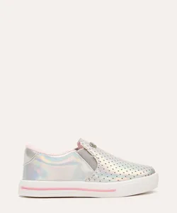 tênis slip on infantil metalizado prateado 21