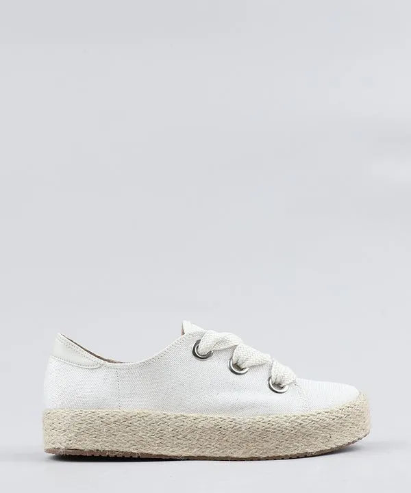 Tênis Feminino Beira Rio Flatform com Corda Bege Claro 36