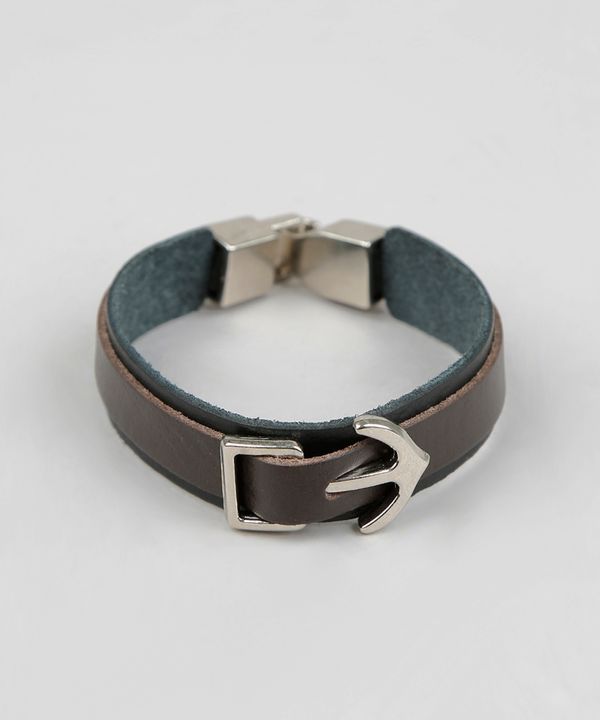 Pulseira Masculina com Pingente de Âncora Preta Único