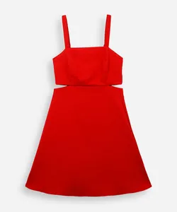 vestido juvenil curto com cutout na cintura vermelho 14
