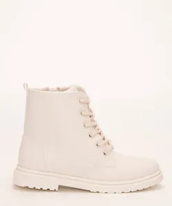 coturno infantil cano médio tratorado off white 30