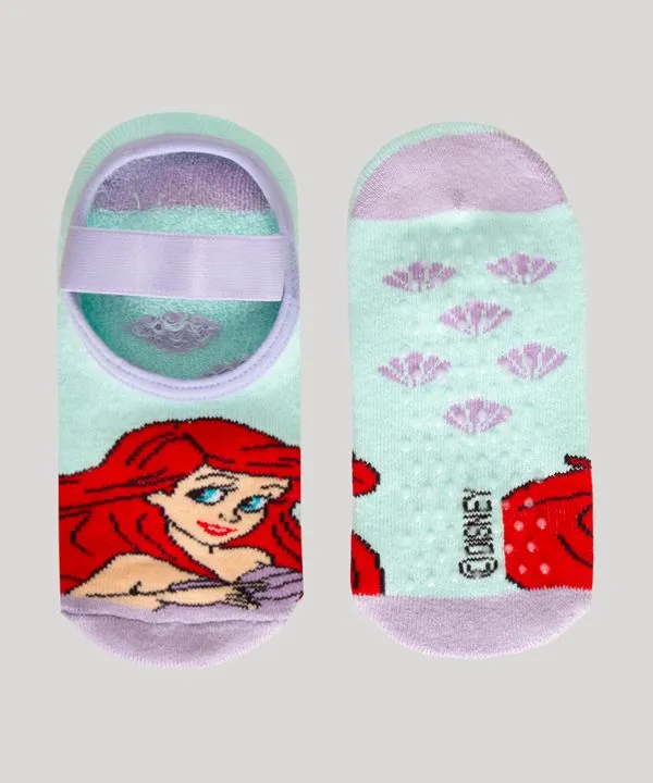 meia infantil sapatilha ariel com antiderrapante verde 22-25