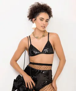 sutiã triângulo de paête sem bojo preto 46