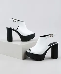 Sandal Boot Feminina Oneself Salto Alto Grosso Tratorada Branca 37