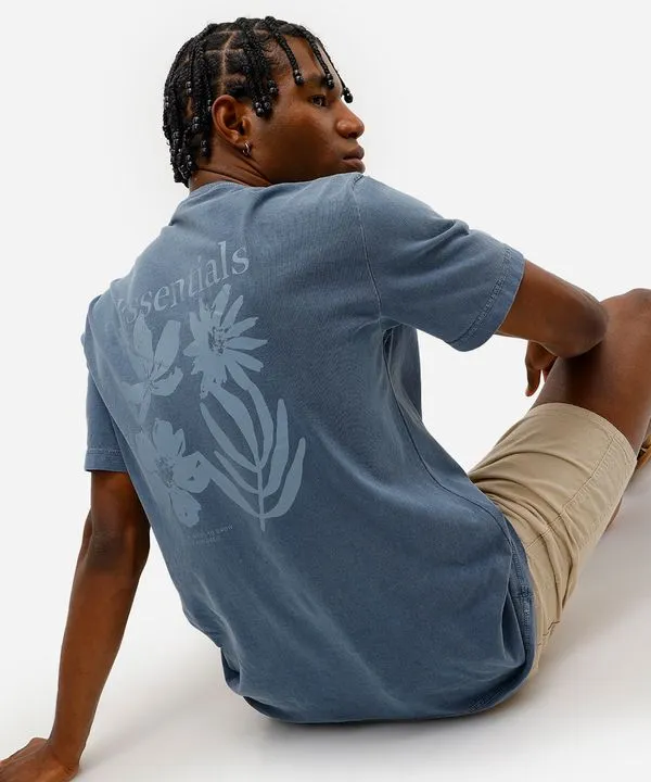 camiseta masculina de algodão estampada estonada azul P