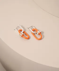 Brinco Feminino com Puller de Zíper com Strass Prateado Único