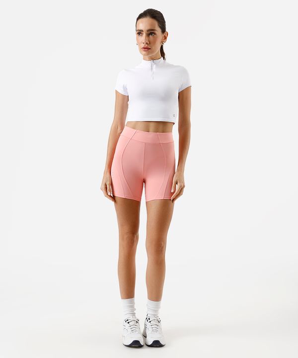 bermuda feminina esportiva com recortes e refletivos rosa M