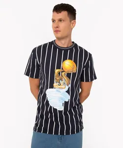 camiseta de algodão taz listrada manga curta azul marinho M