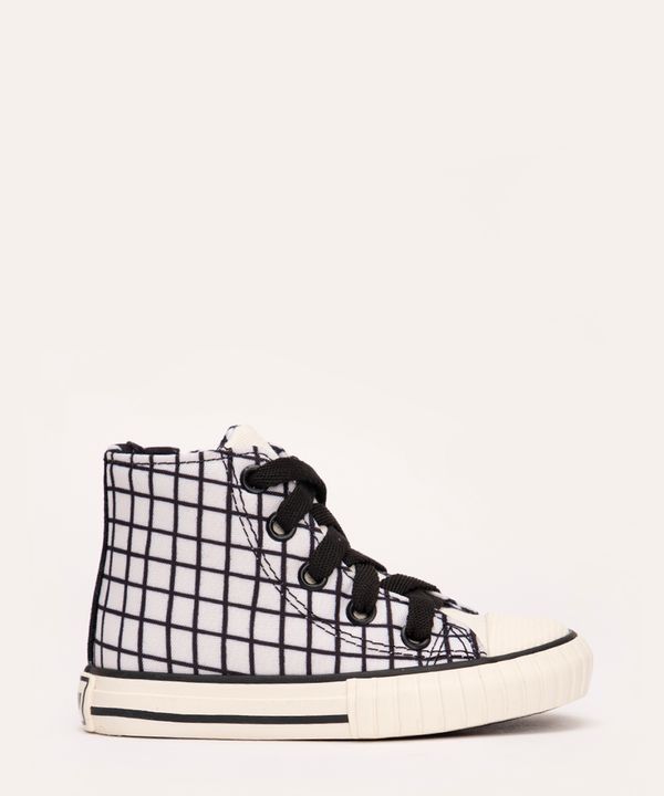 tênis infantil cano alto quadriculado mooui off white 23
