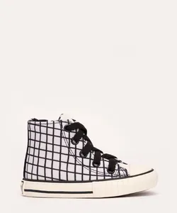 tênis infantil cano alto quadriculado mooui off white 27
