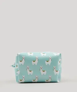 Nécessaire Feminina Estampada de Lhama Azul Claro Único