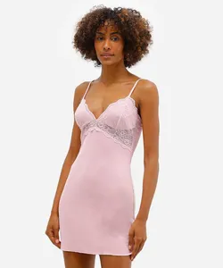 camisola feminina com renda alças finas rosa P