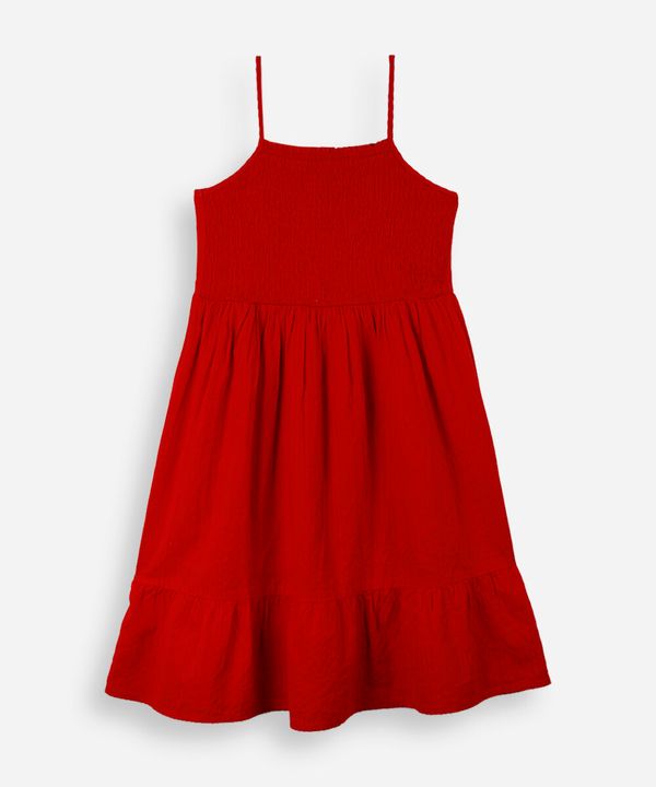 vestido curto juvenil de algodão texturizado lastex vermelho 10