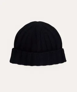gorro de tricot canelado azul marinho UNICO