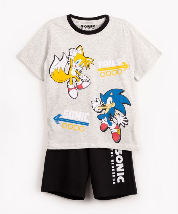 pijama de algodão infantil sonic manga curta off white 10
