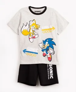 pijama de algodão infantil sonic manga curta off white 8