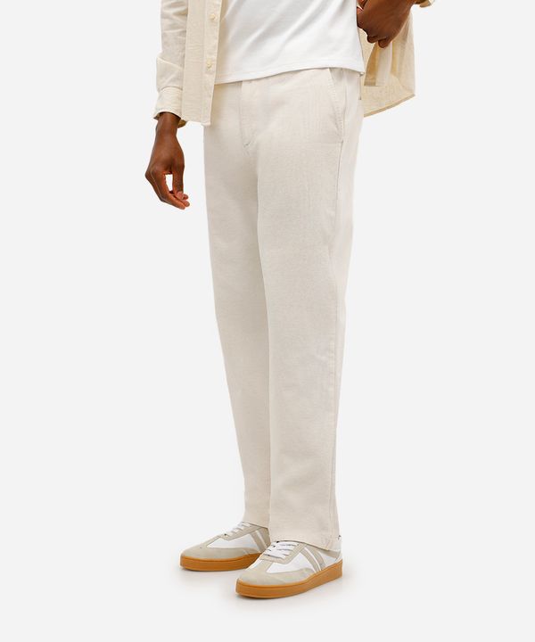 calça masculina de alfaiataria com linho off white 36