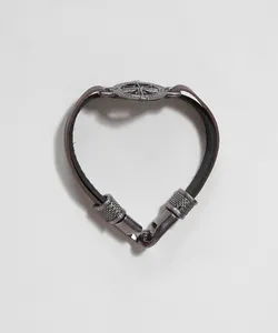 Pulseira Masculina com Pingente de Bússola Preta Único