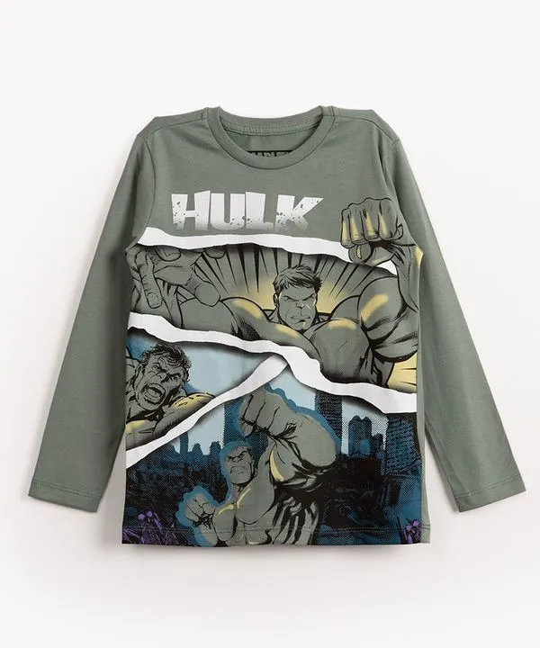 camiseta de malha infantil hulk manga longa verde 6