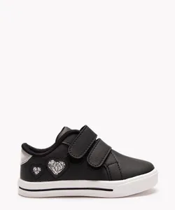 tênis infantil corações com velcro preto 21