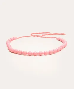 cinto corda bolas de acrílico rosa P
