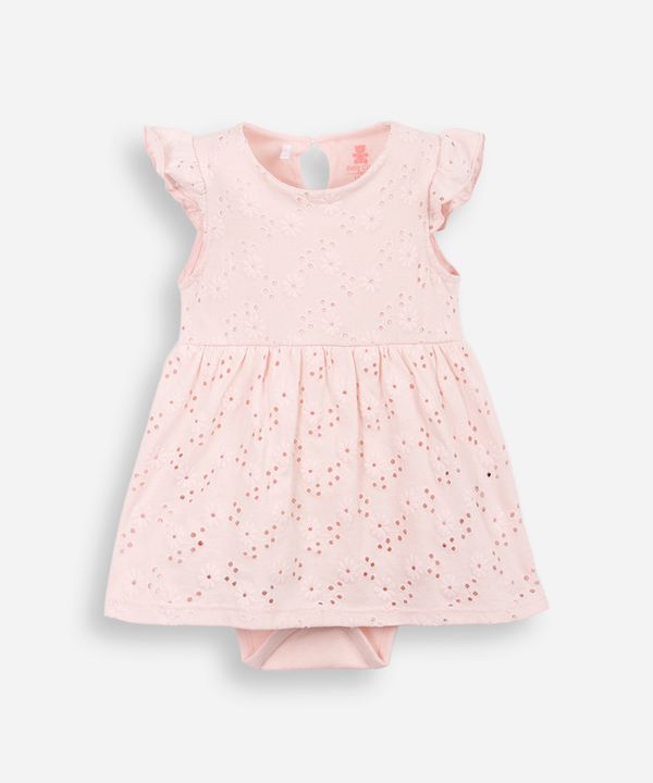 body vestido infantil de algodão floral rosa 6-9